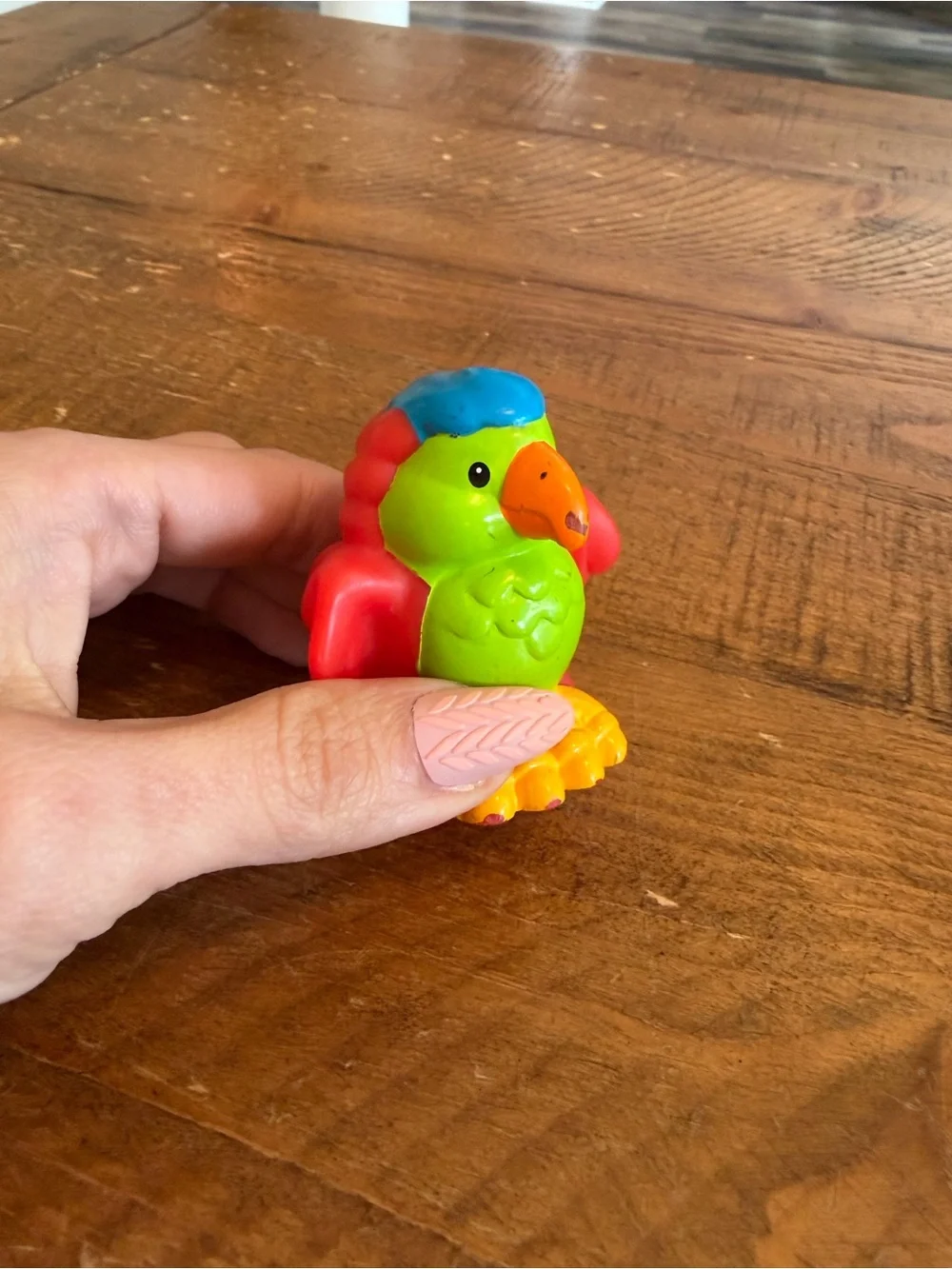 Fisher Price Little People red parrot blue top as is